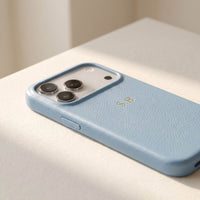 Blue Leather iPhone Case - Snap Bands