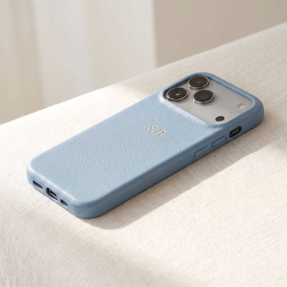 Blue Leather iPhone Case - Snap Bands