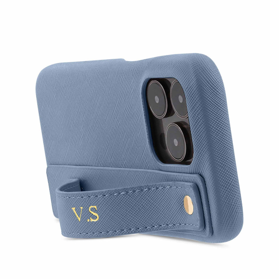 Blue Leather iPhone Case with Strap - Snap Bands