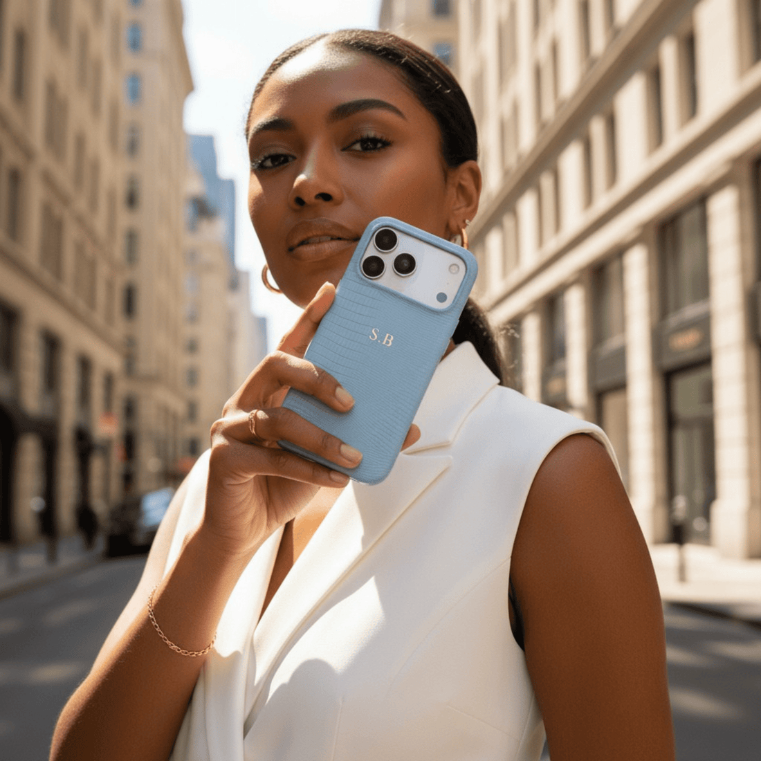 Blue Leather Snake iPhone Case - Snap Bands