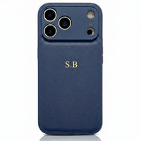 Blue Personalized Leather iPhone Case - Snap Bands
