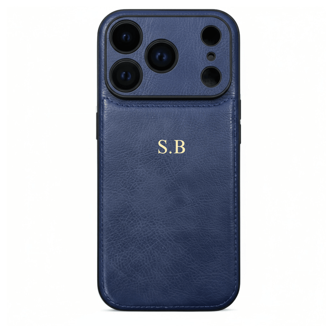Blue Personalized Monogram Leather iPhone Case - Snap Bands