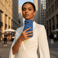 Blue Puffer Leather iPhone Case - Snap Bands