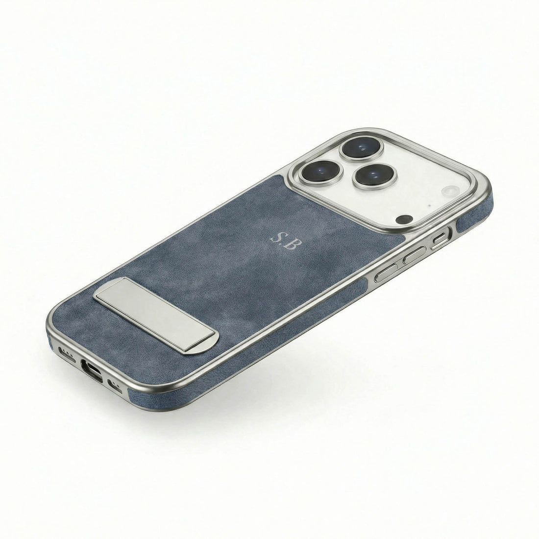 Blue Suede iPhone Case With Stand - Snap Bands