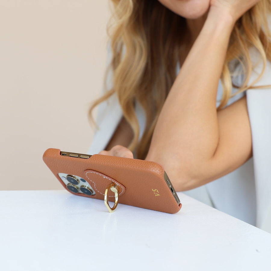 Brown Heart Ring Leather iPhone Case - Snap Bands