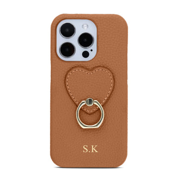 Brown Heart Ring Leather iPhone Case - #Snap Bands#