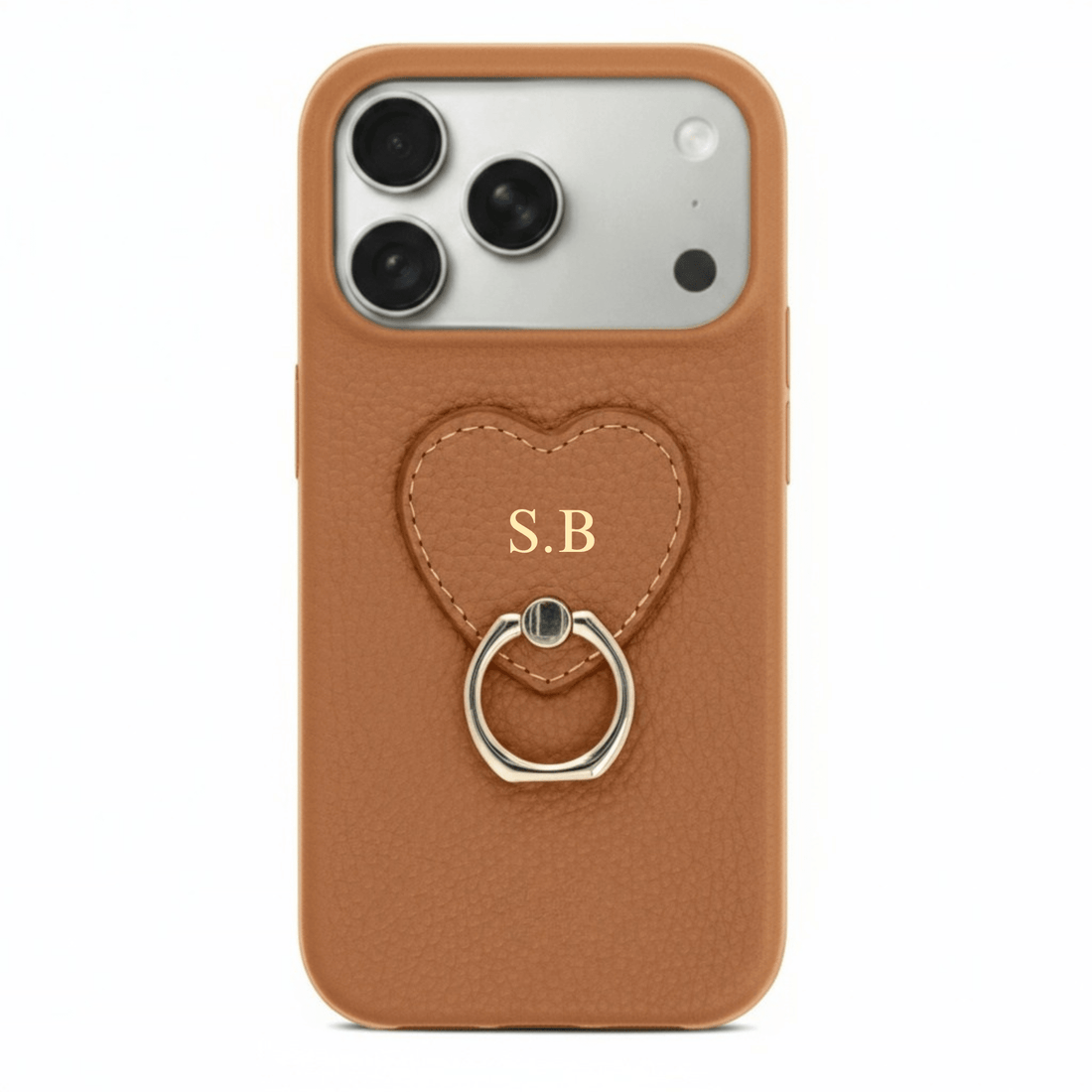 Brown Heart Ring Leather iPhone Case - Snap Bands