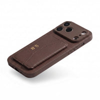 Brown Leather iPhone Case With Card Holder - #Snap Bands#