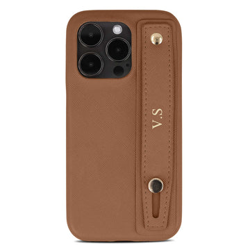 Brown Leather iPhone Case with Strap - Snap Bands