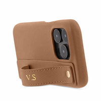 Brown Leather iPhone Case with Strap - Snap Bands