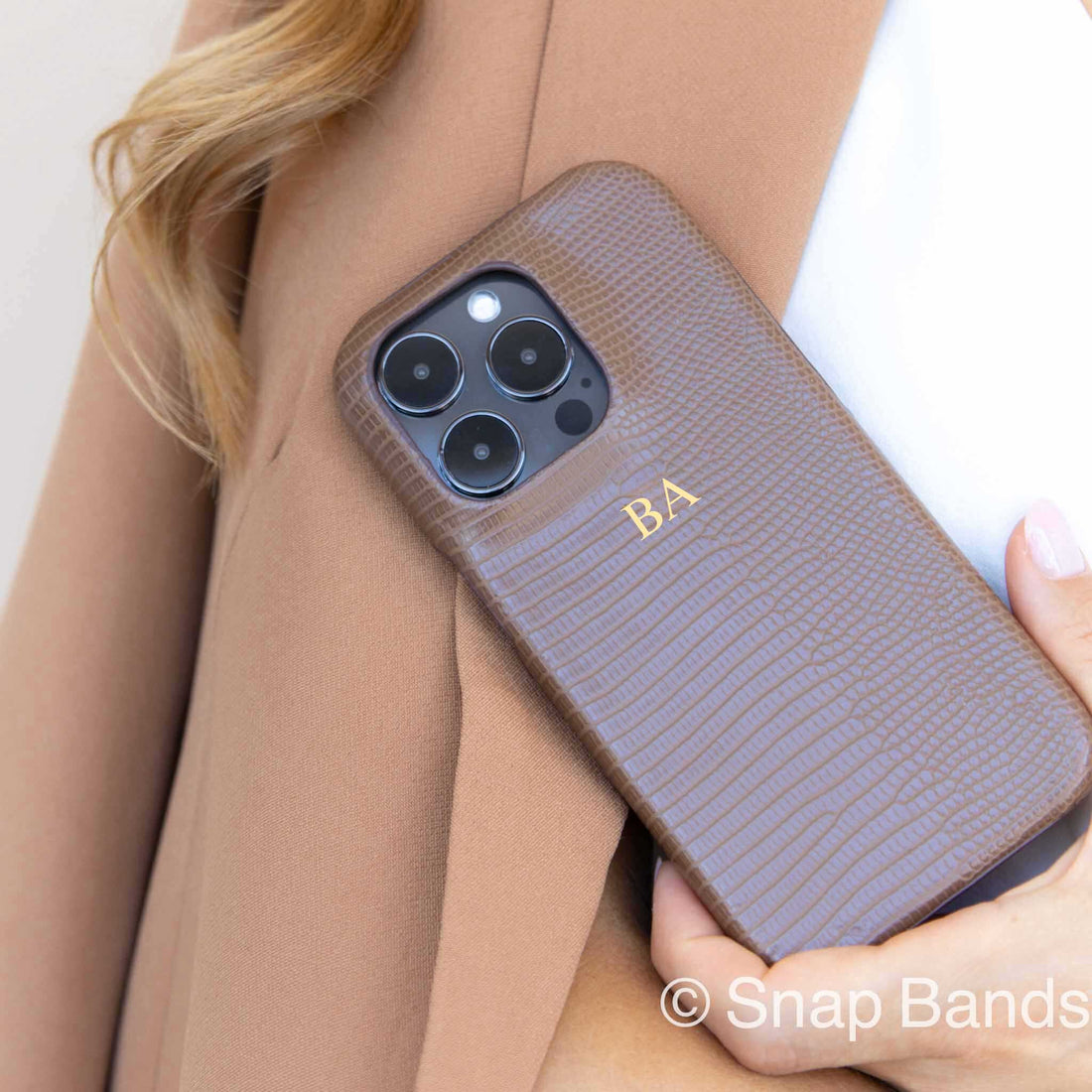 Brown Leather Snake iPhone Case - Snap Bands