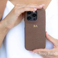 Brown Leather Snake iPhone Case - Snap Bands