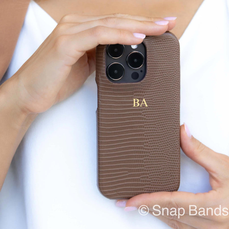 Brown Leather Snake iPhone Case - Snap Bands