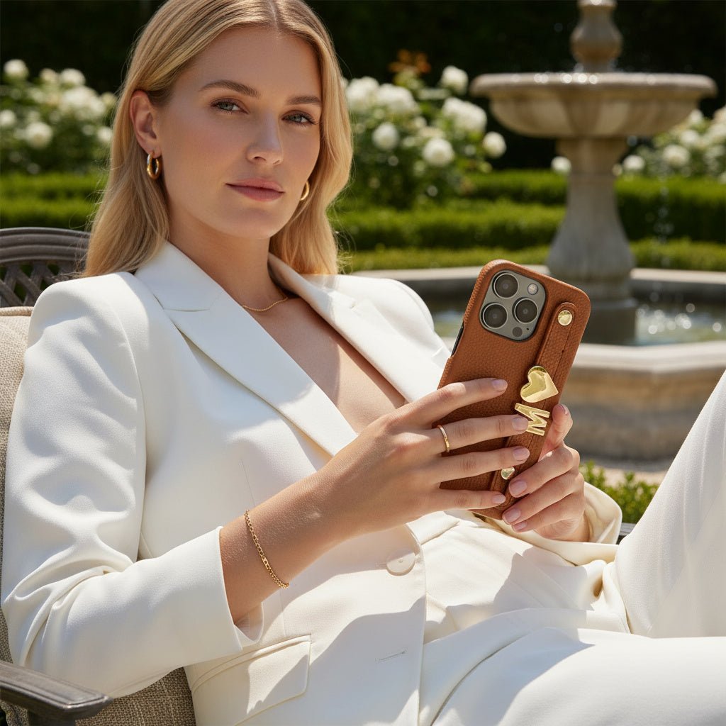 Brown Luxury Leather iPhone Case - Snap Bands