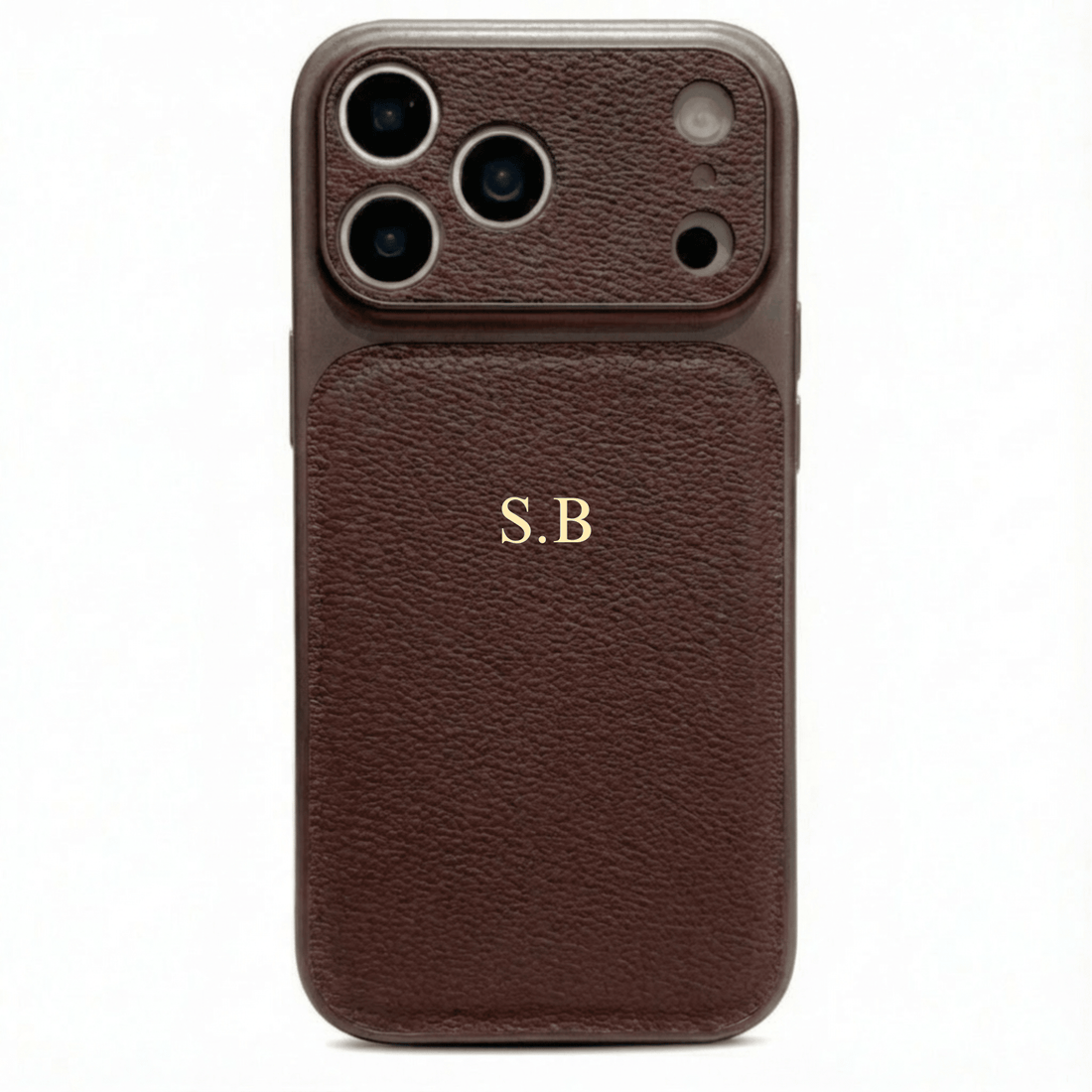 Brown Personalized iPhone Case With Leather - Snap Bands