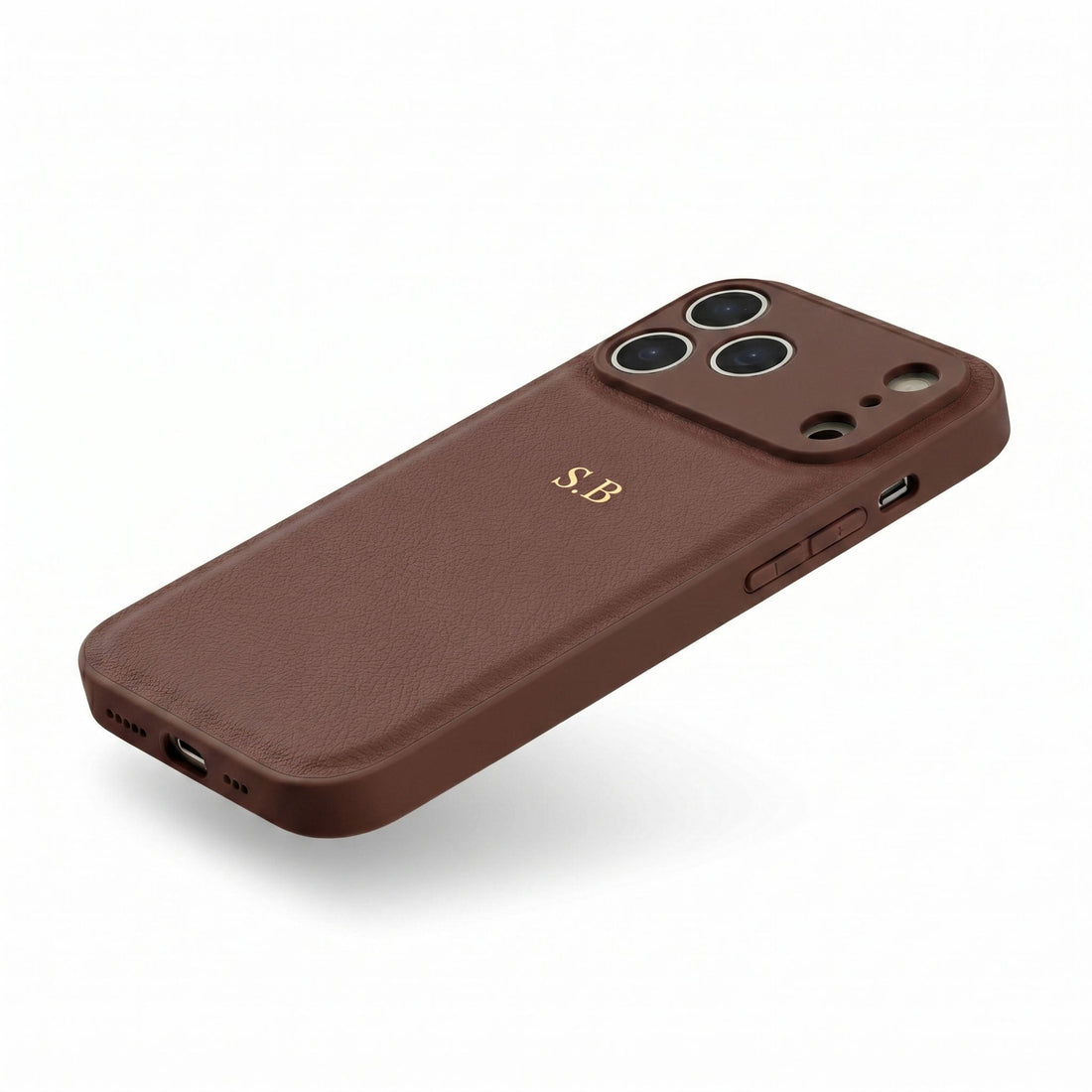 Brown Personalized Leather iPhone Case - Snap Bands