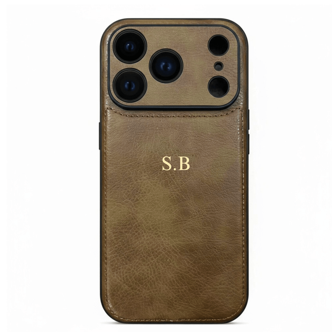 Brown Personalized Monogram Leather iPhone Case - Snap Bands