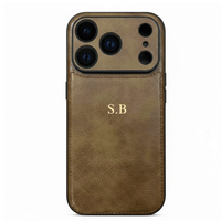 Brown Personalized Monogram Leather iPhone Case - Snap Bands