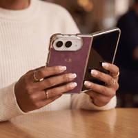 Burgundy Lambskin Leather Custom iPhone Duo Case - #Snap Bands#