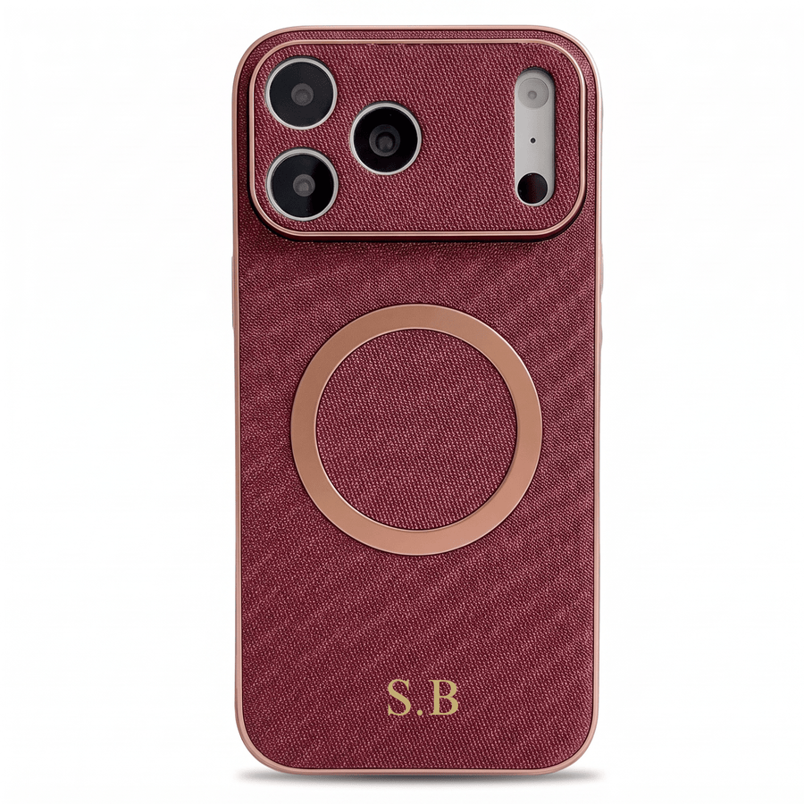 Burgundy Personalized Magnetic Leather iPhone Case - #Snap Bands#