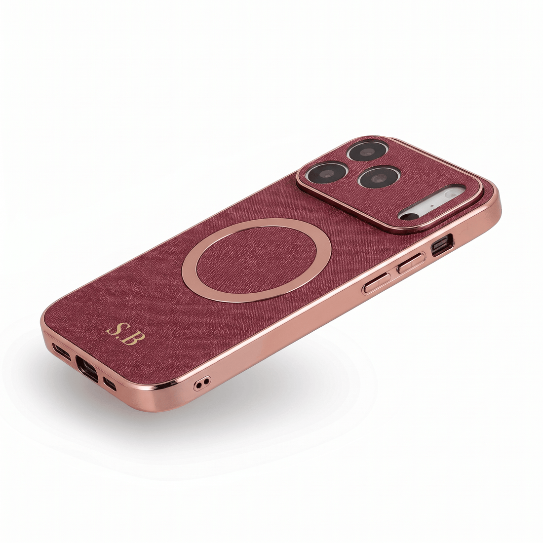Burgundy Personalized Magnetic Leather iPhone Case - #Snap Bands#