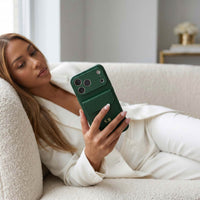 Green Personalized Leather iPhone Case With Card Holder