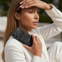 Black Personalized Leather iPhone Case With Card Holder