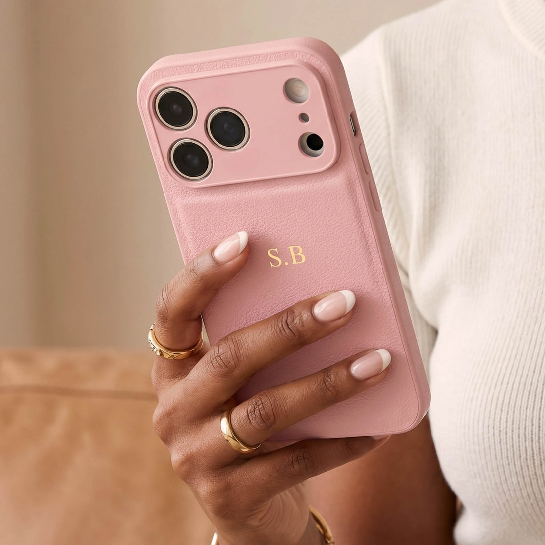 Pink Leather iPhone Case