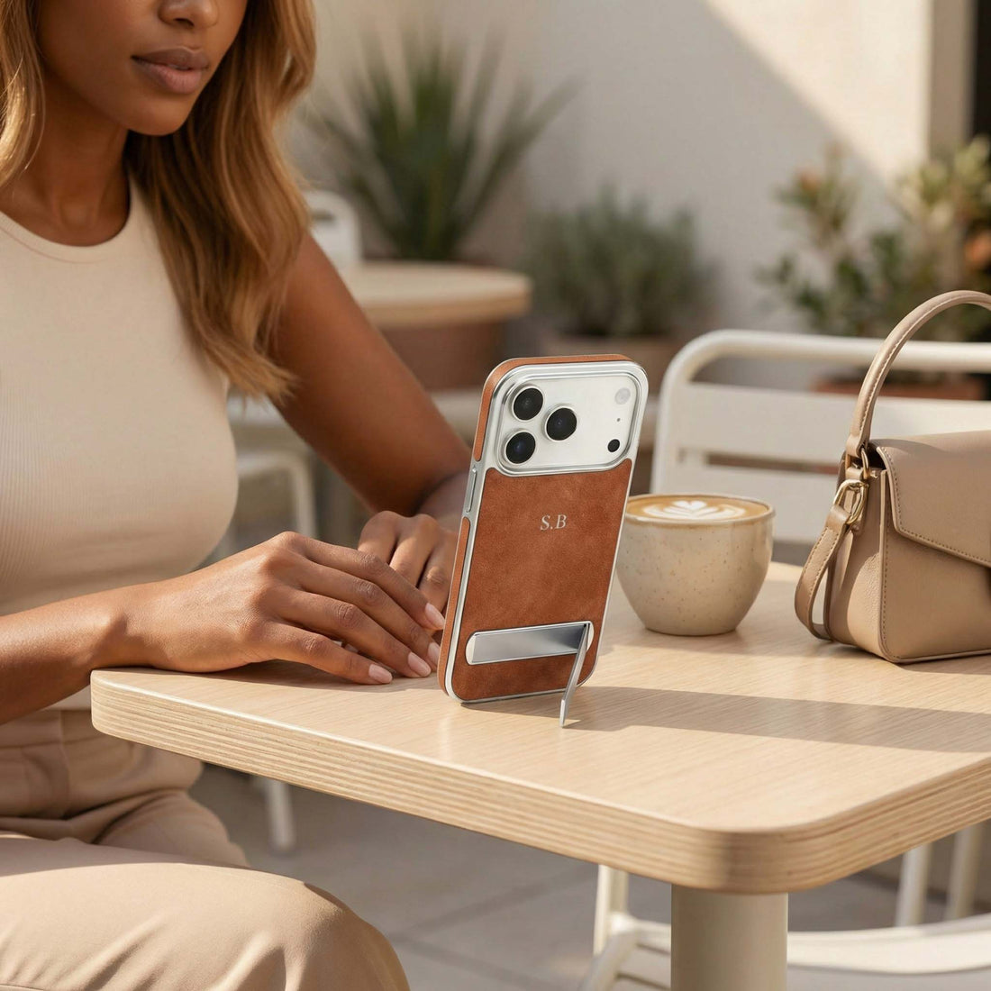 Black Suede iPhone Case With Stand