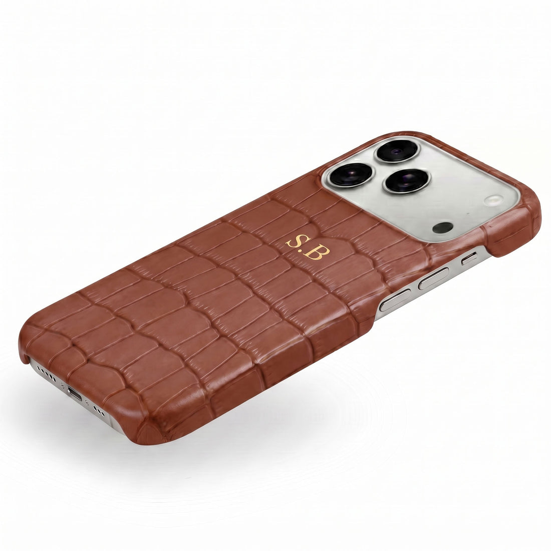 Brown Crocodile Texture Personalized Leather iPhone Case