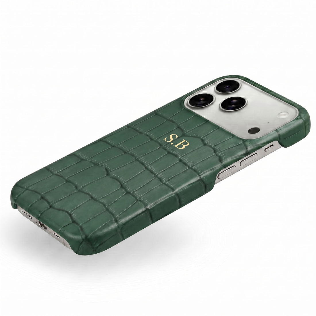 Green Crocodile Texture Personalized Leather iPhone Case