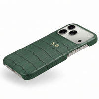Green Crocodile Texture Personalized Leather iPhone Case