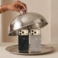 Luxury Lambskin Leather Custom iPhone Case Gray