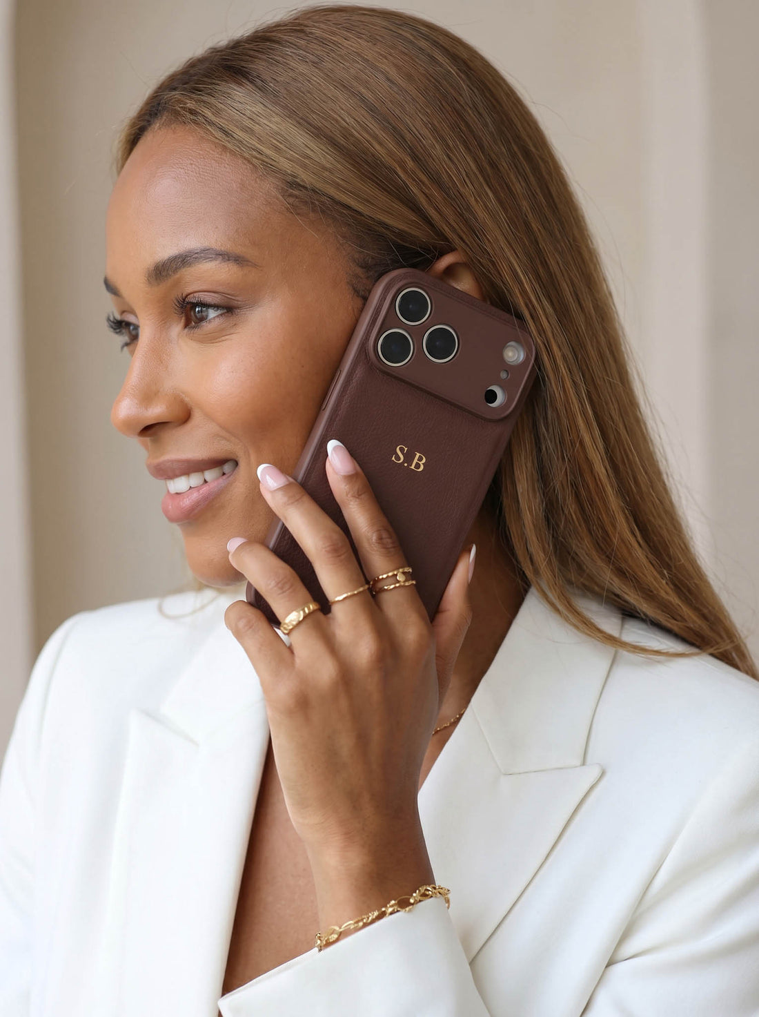 Brown Personalized Leather iPhone Case
