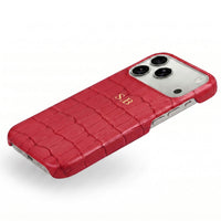 Red Crocodile Texture Personalized Leather iPhone Case