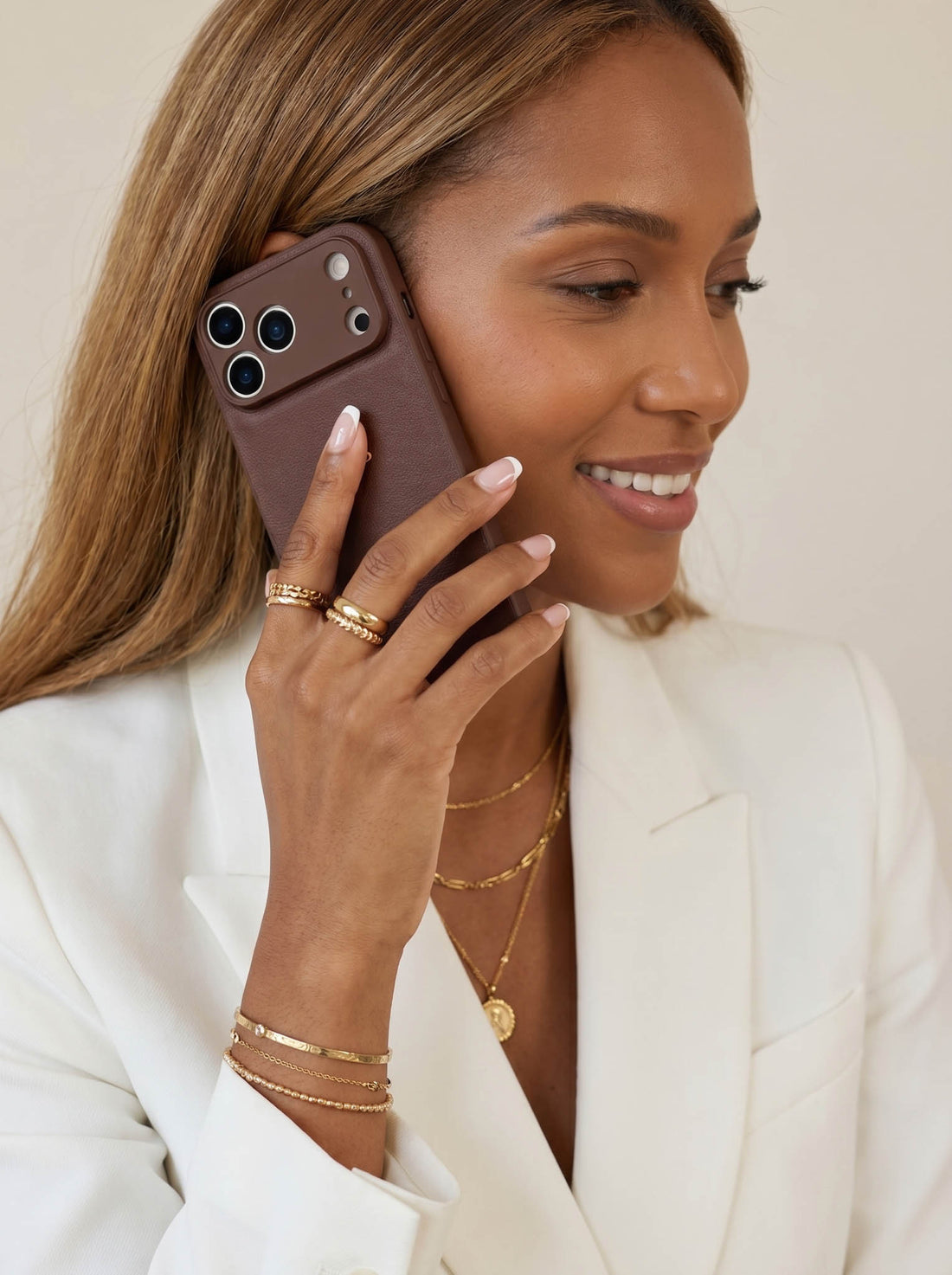 Brown Personalized Leather iPhone Case