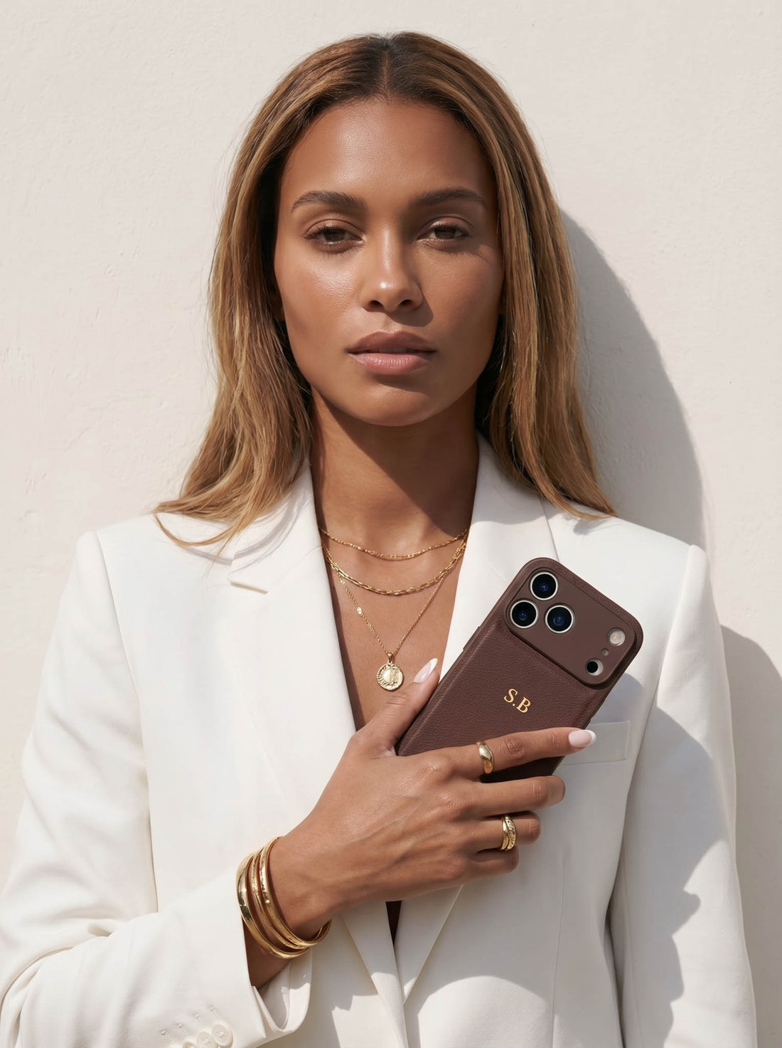 Brown Personalized Leather iPhone Case