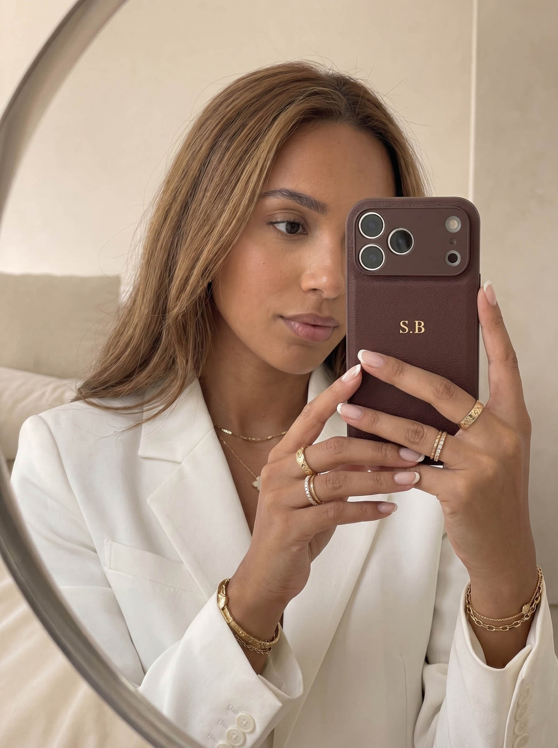 Brown Personalized Leather iPhone Case