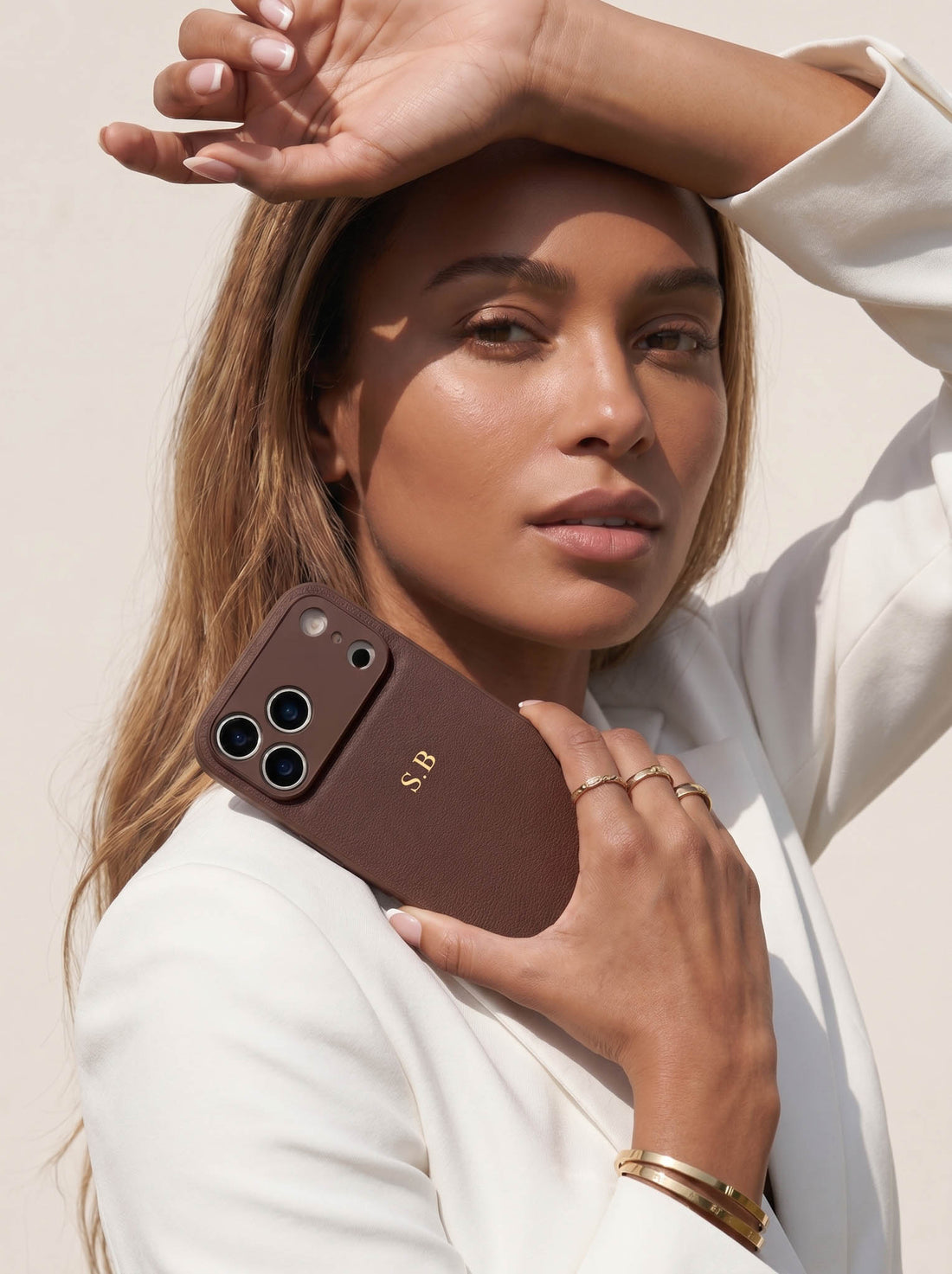 Brown Personalized Leather iPhone Case