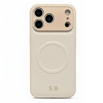 White Personalized Magnetic Leather iPhone Case