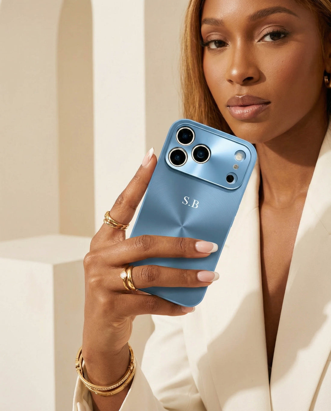 Blue Flashy Alu iPhone Case