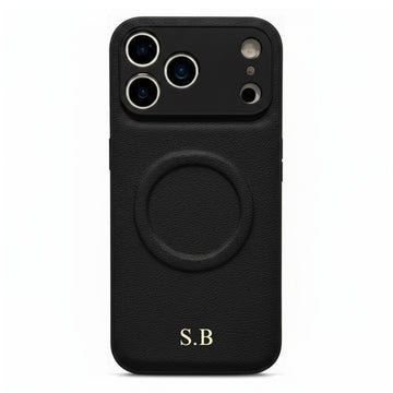 Black Personalized Magnetic Leather iPhone Case