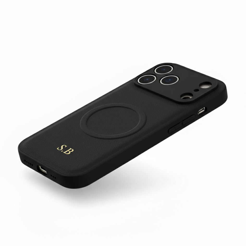 Black Personalized Magnetic Leather iPhone Case