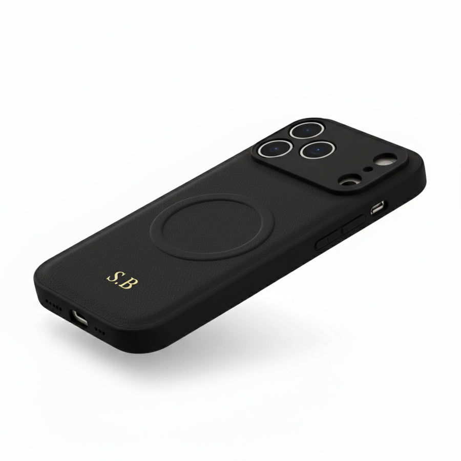 Black Personalized Magnetic Leather iPhone Case