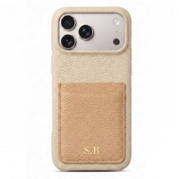White Personalized Leather iPhone Case with Card Holder