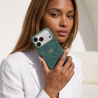 Green Two-Tone Monogrammed Leather iPhone Case