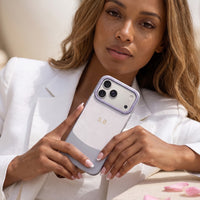 Lavender Two-Tone Monogrammed Leather iPhone Case
