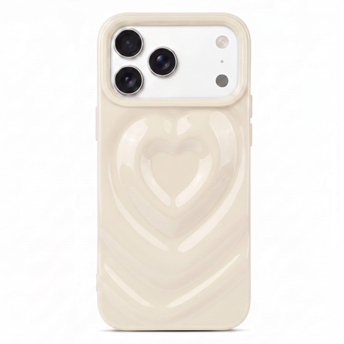 White 3D Heart Design iPhone Case