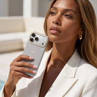 Gray Two-Tone Monogrammed Leather iPhone Case