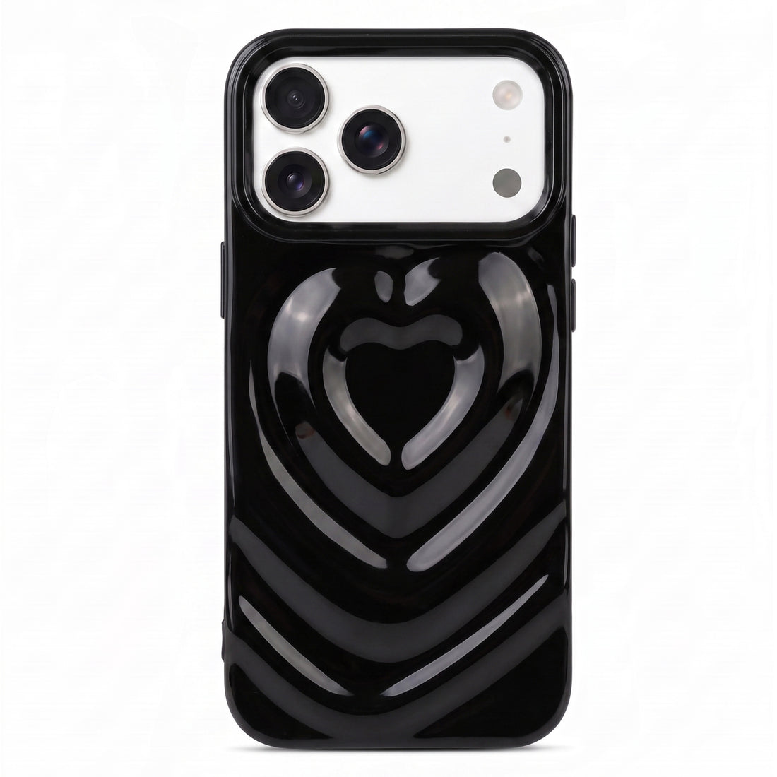 Black 3D Heart Design iPhone Case